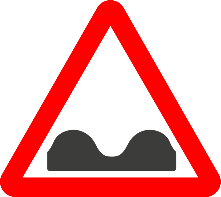 uneven road sign