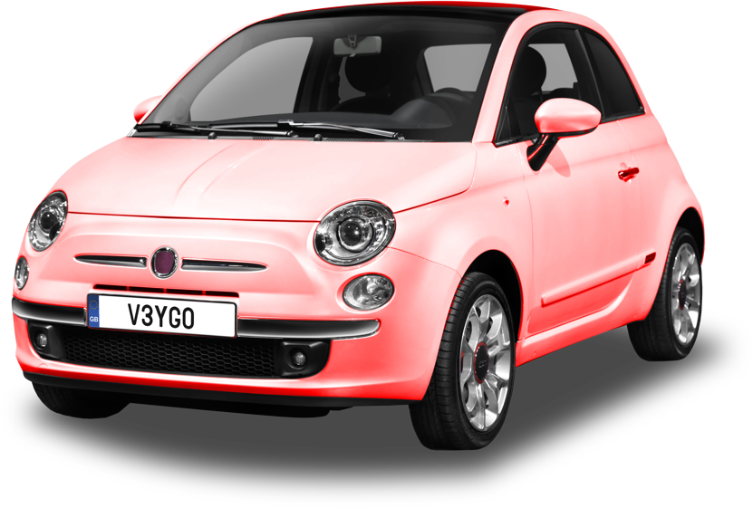 pink fiat being shared