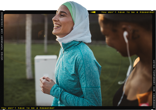 happy woman running